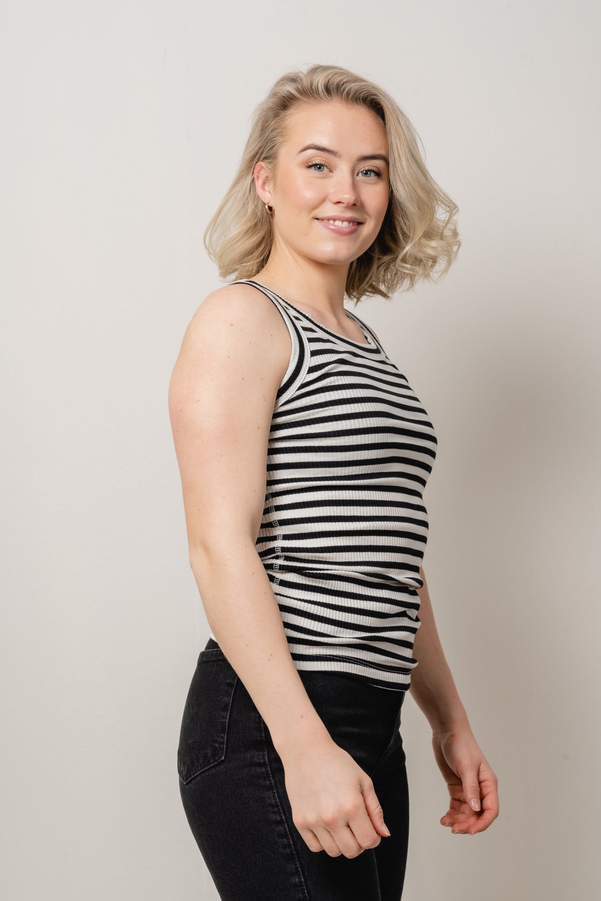 DagnaIW Striped Tank - Black/Whisper White