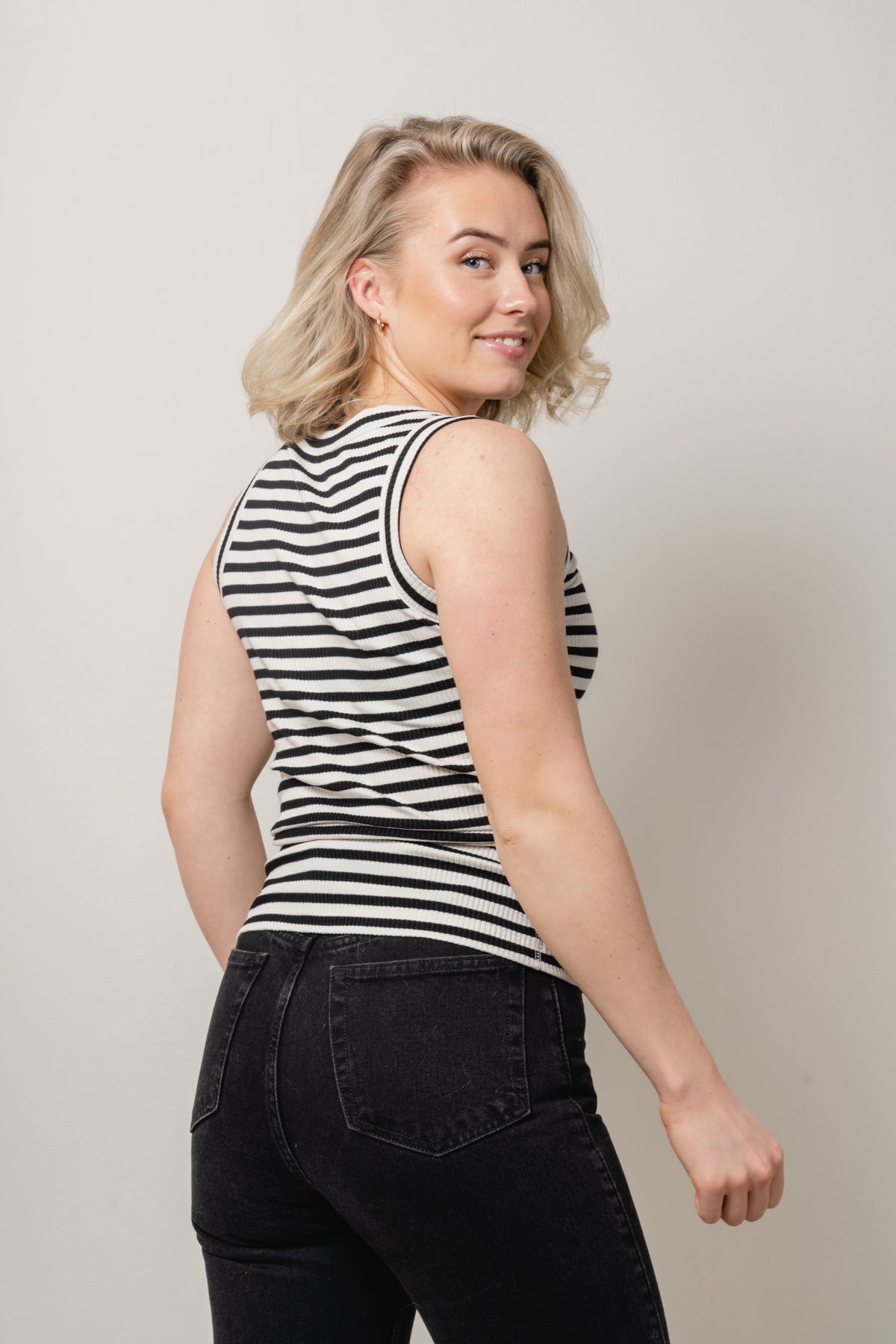DagnaIW Striped Tank - Black/Whisper White