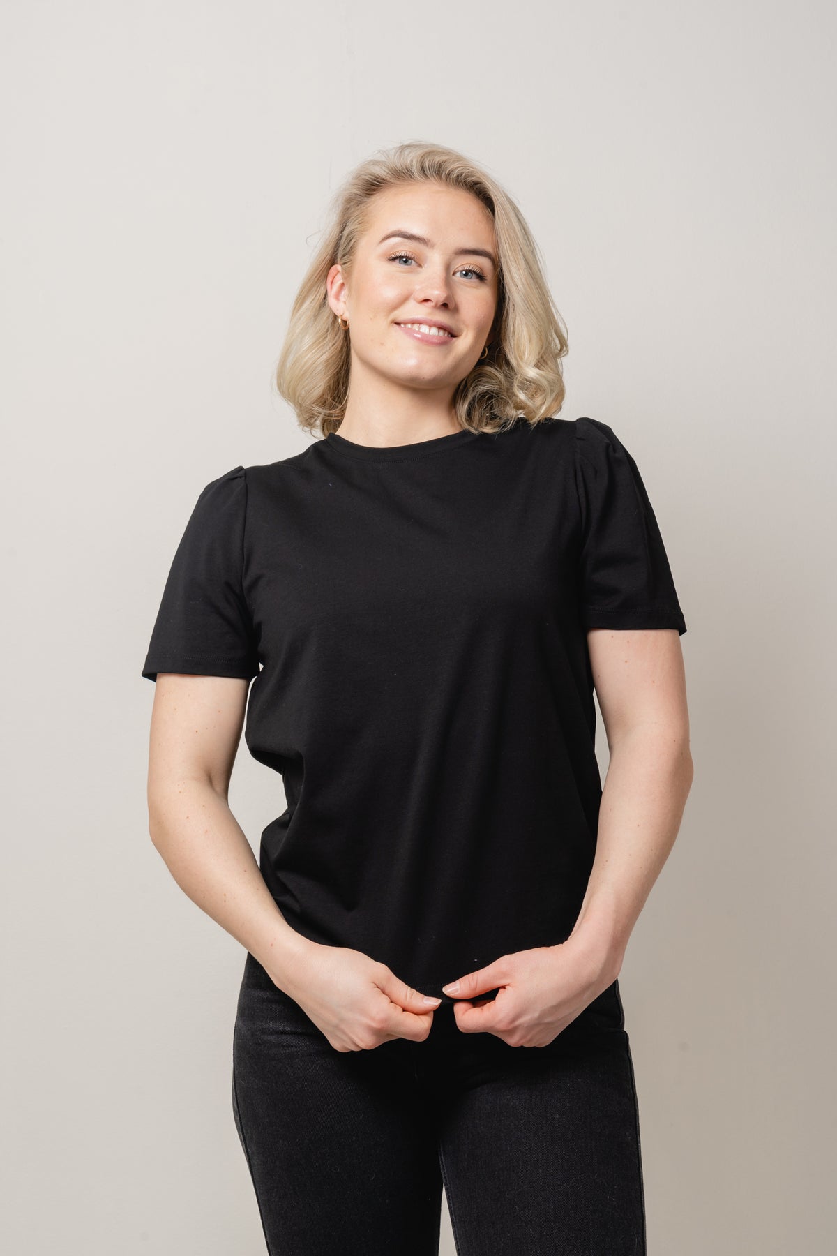 Janine Puff Tee - Black