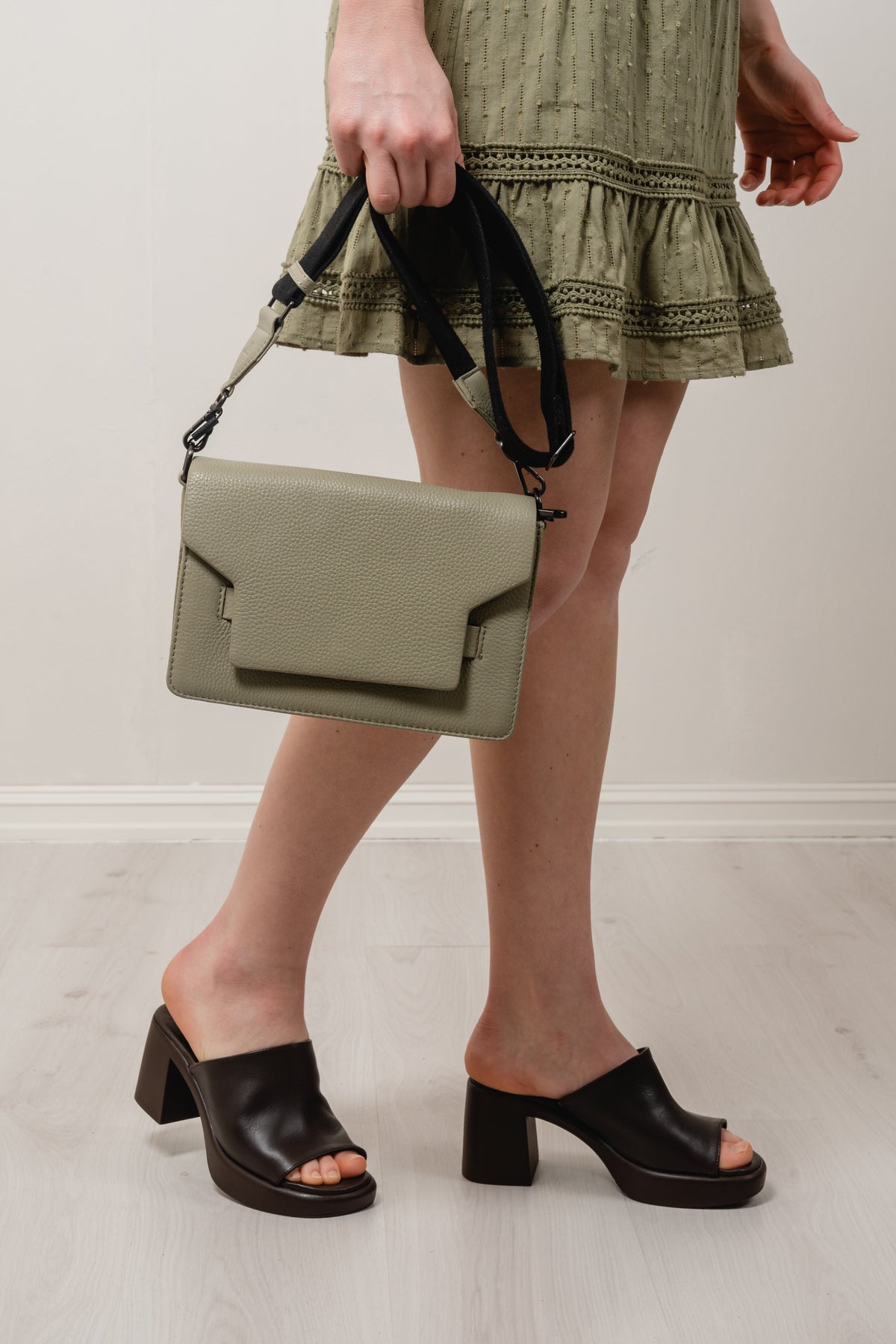 Arabella Crossbody Bag - Dusty Avocado/Black