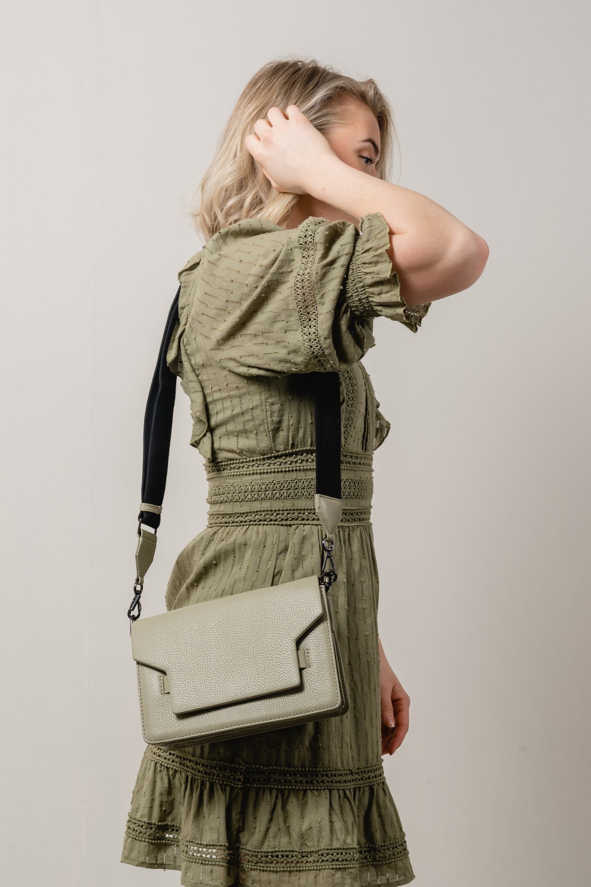 Arabella Crossbody Bag - Dusty Avocado/Black