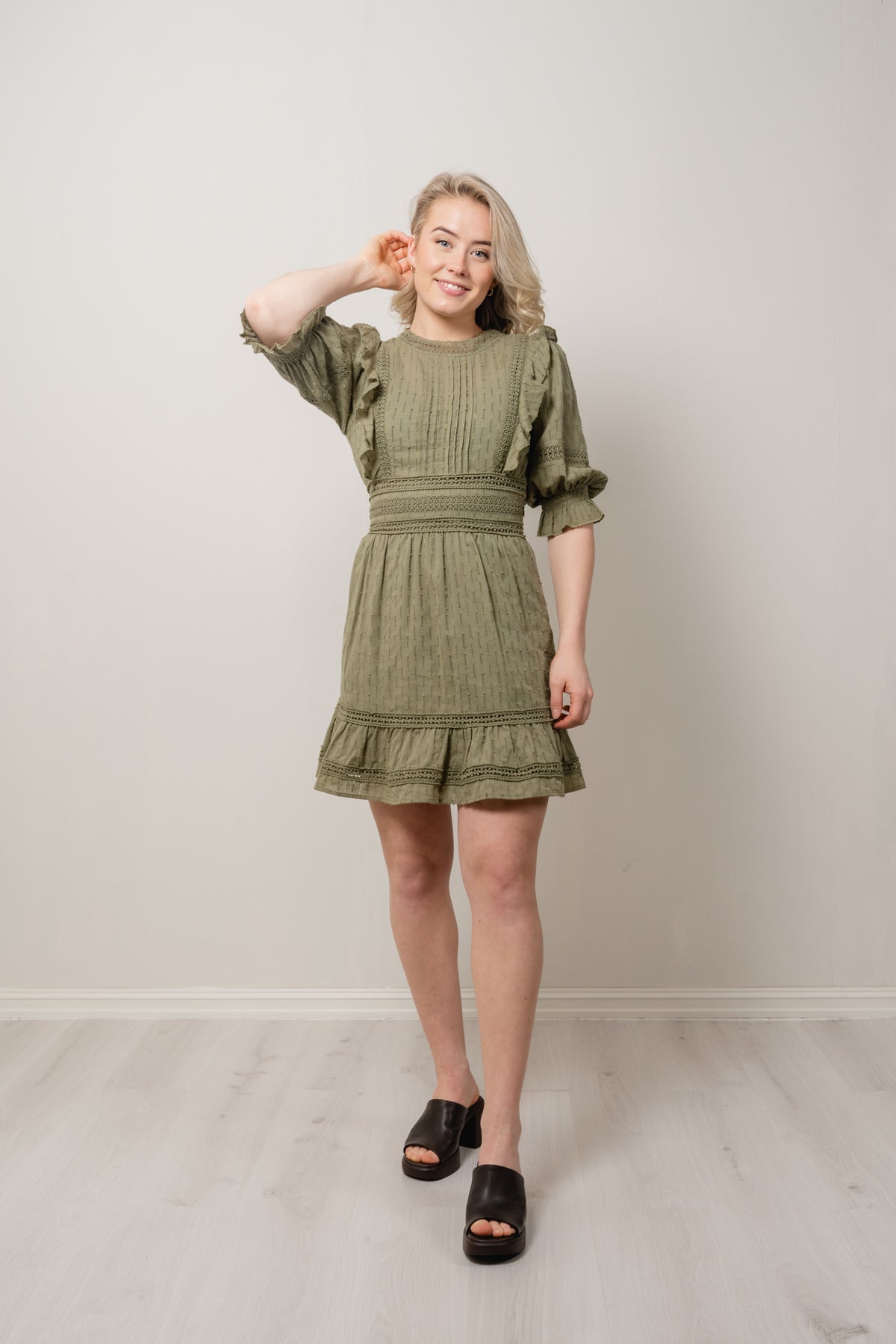 Leandra Dress - Oil Green