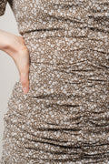 Hawaii Puff Mini Dress - Mud Flower Print