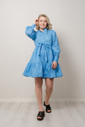 Yaszira LS Shirt Dress - Azure Blue