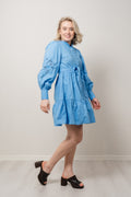 Yaszira LS Shirt Dress - Azure Blue