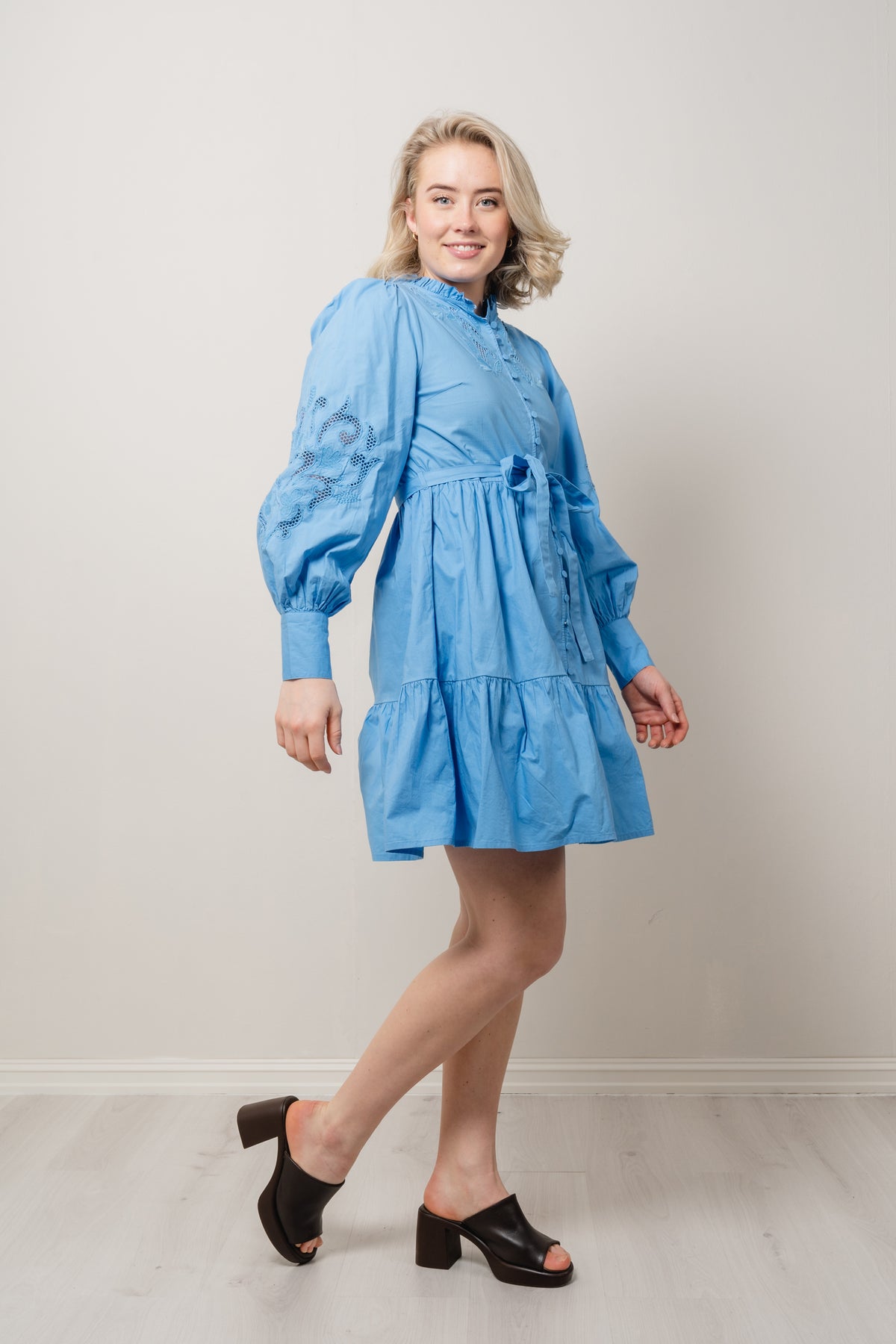 Yaszira LS Shirt Dress - Azure Blue