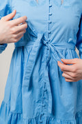 Yaszira LS Shirt Dress - Azure Blue