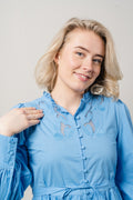 Yaszira LS Shirt Dress - Azure Blue