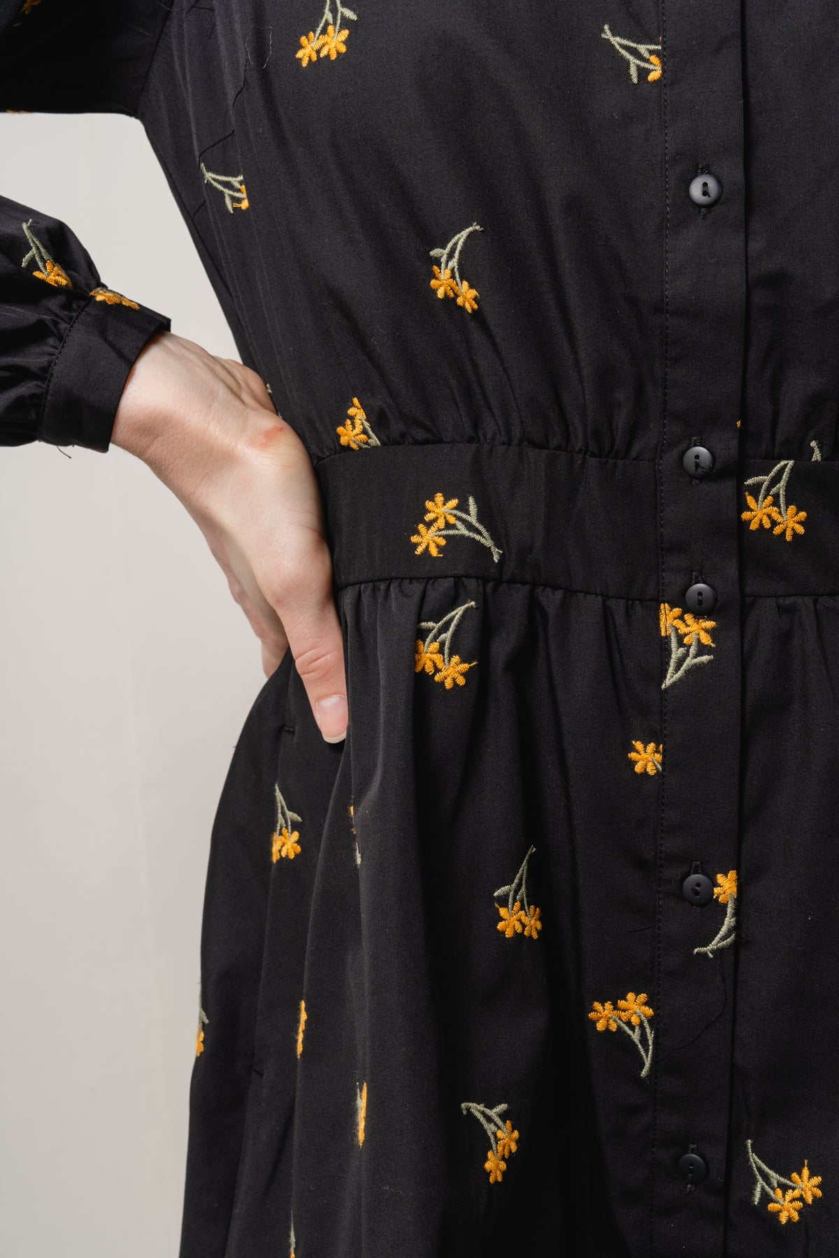 Nannie Nona Shirt Dress EMB - Black/Flower