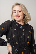 Nannie Nona Shirt Dress EMB - Black/Flower
