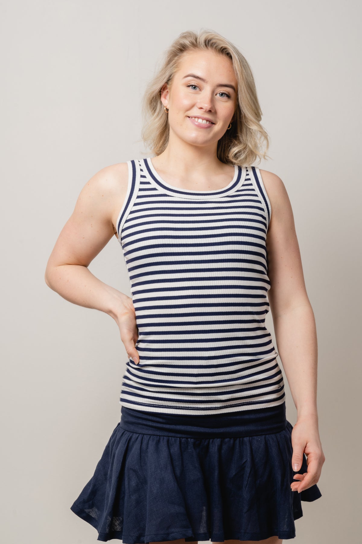 DagnaIW Striped Tank - Whisper White/Marine Blue