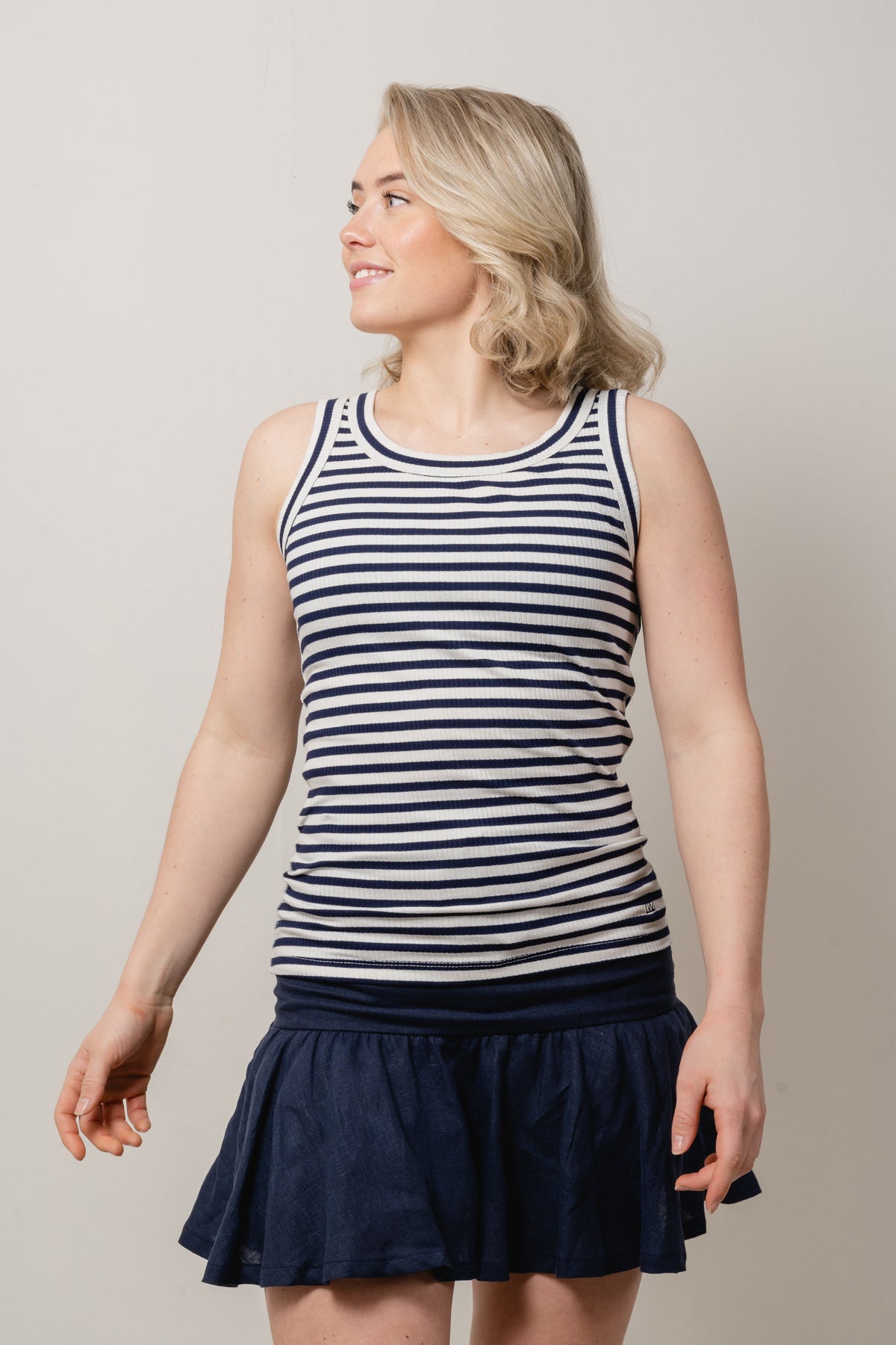 DagnaIW Striped Tank - Whisper White/Marine Blue