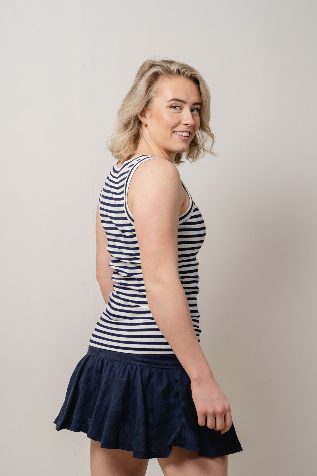 DagnaIW Striped Tank - Whisper White/Marine Blue