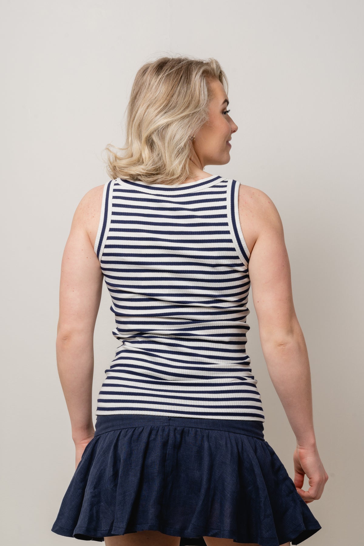 DagnaIW Striped Tank - Whisper White/Marine Blue