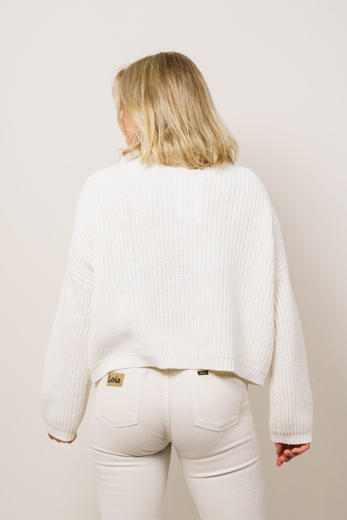 Florie Cotton Zip Knit - Snow White