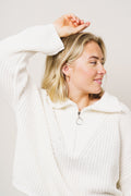 Florie Cotton Zip Knit - Snow White