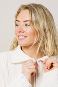 Florie Cotton Zip Knit - Snow White