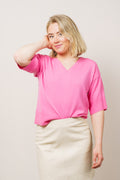 Eslina Rachelle 2/4 V Neck Pullover - Aurora Pink