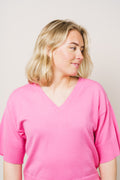 Eslina Rachelle 2/4 V Neck Pullover - Aurora Pink