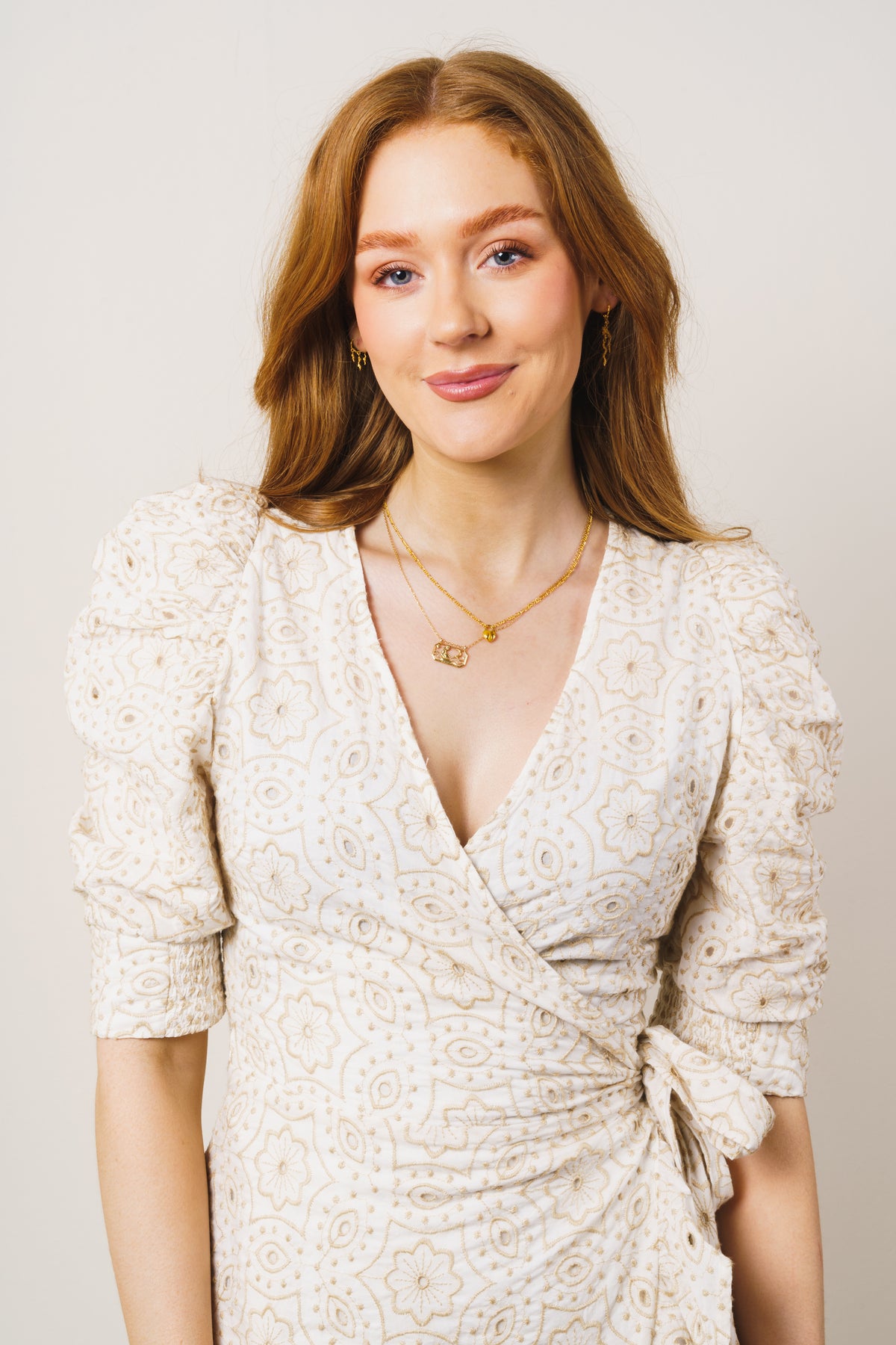 Valkyrie Broderie Anglaise Dress - Off White/Sand