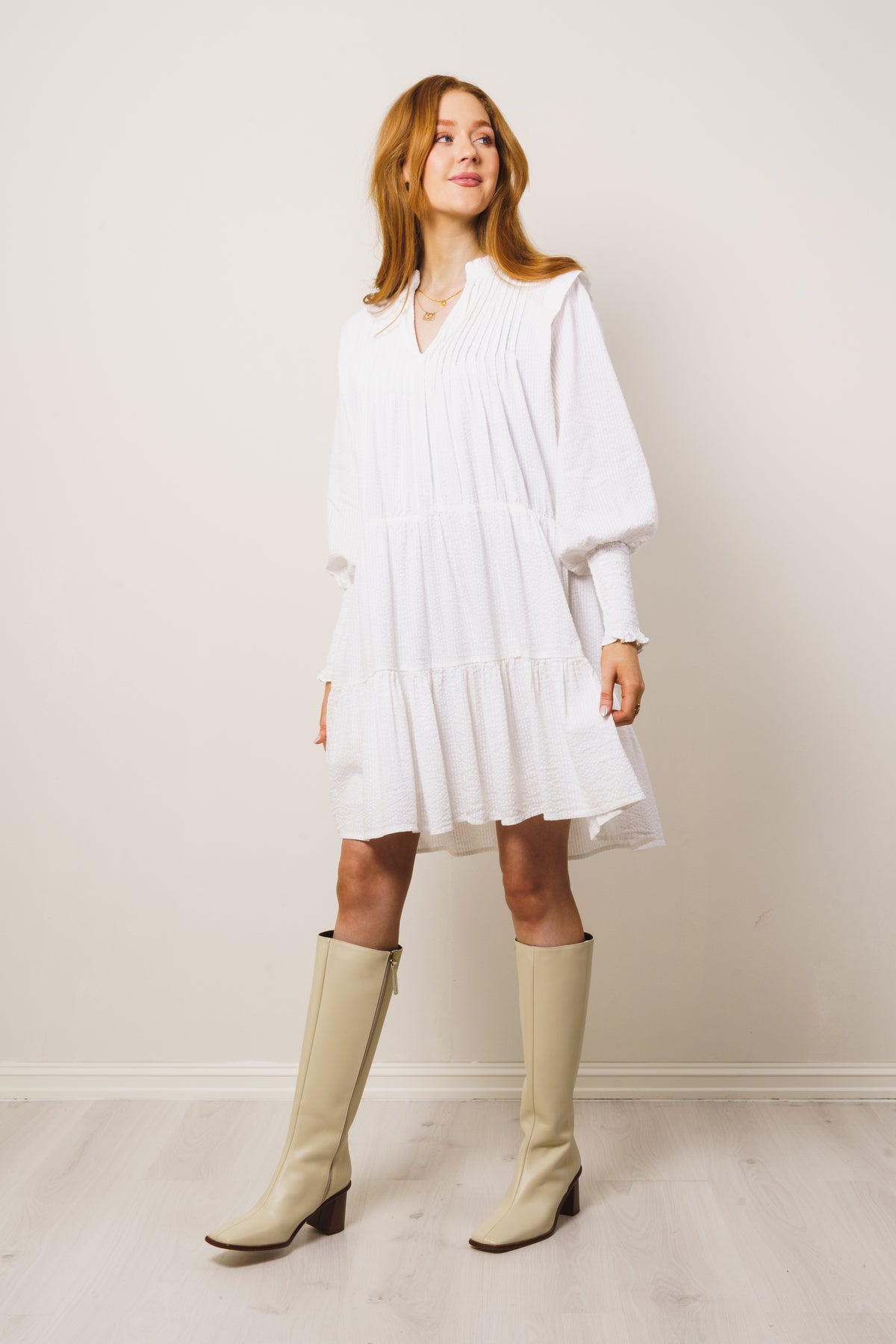 Embla Solid Dress - White