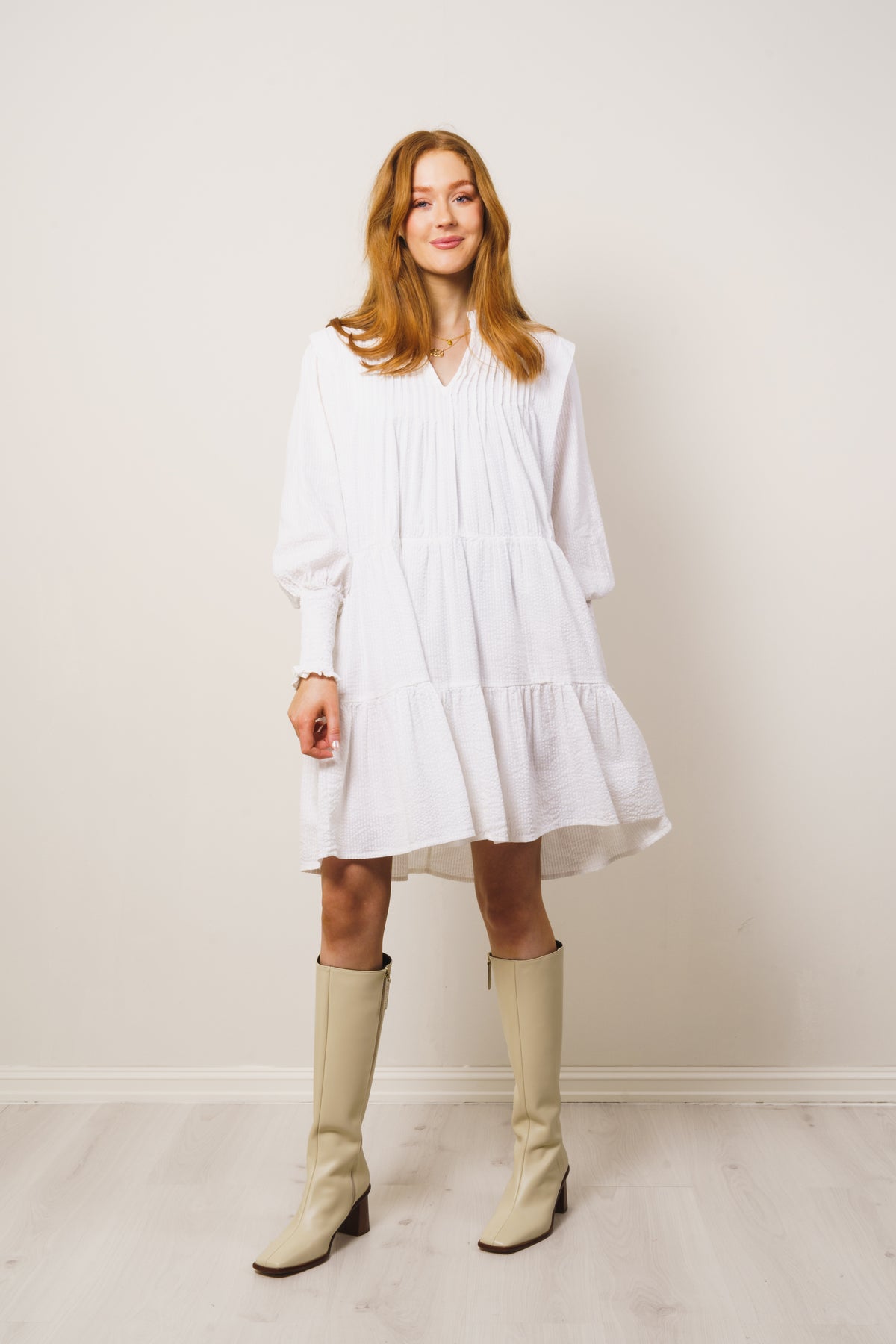 Embla Solid Dress - White