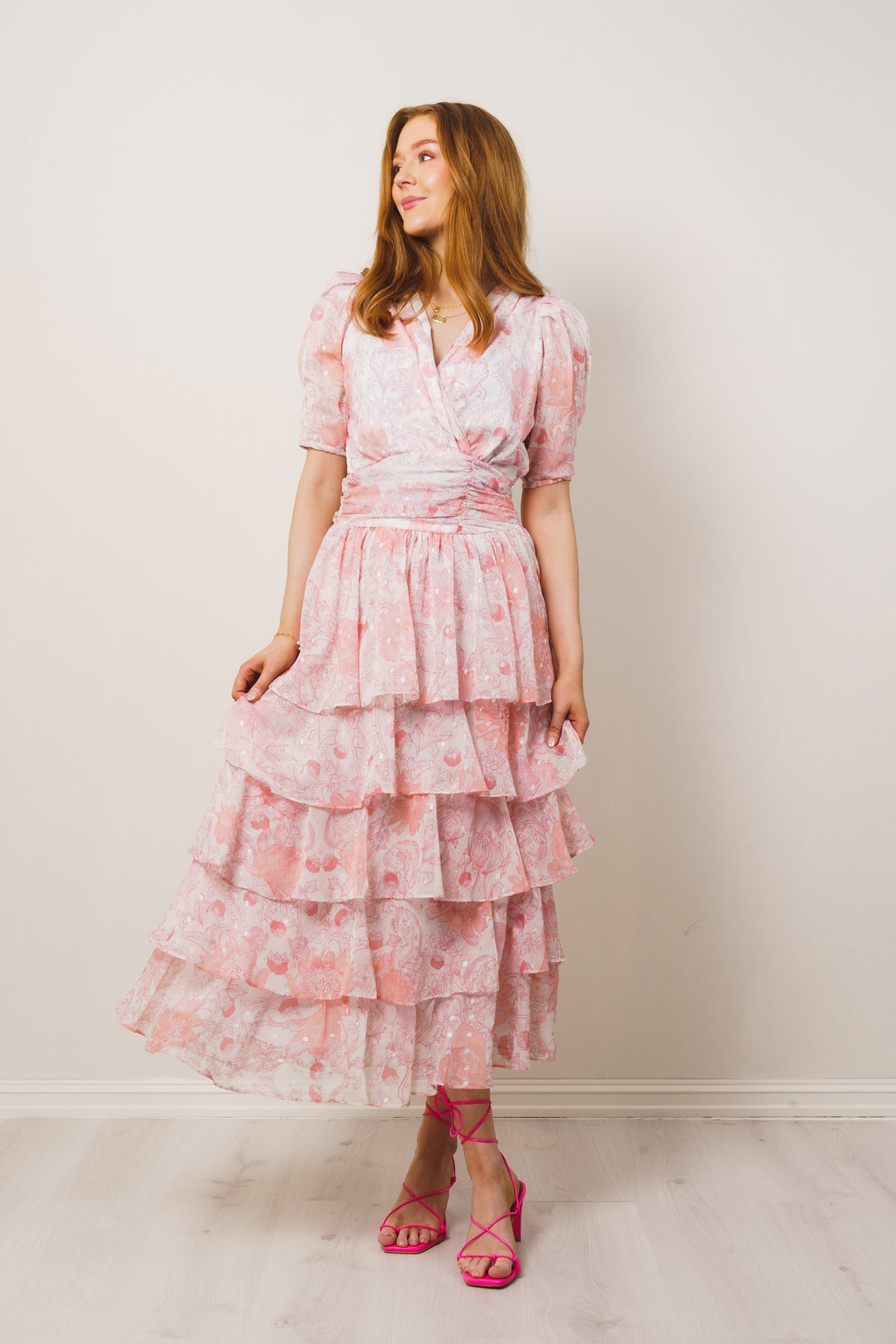 Jade Shimmering Goddess Dress - Shell Pink