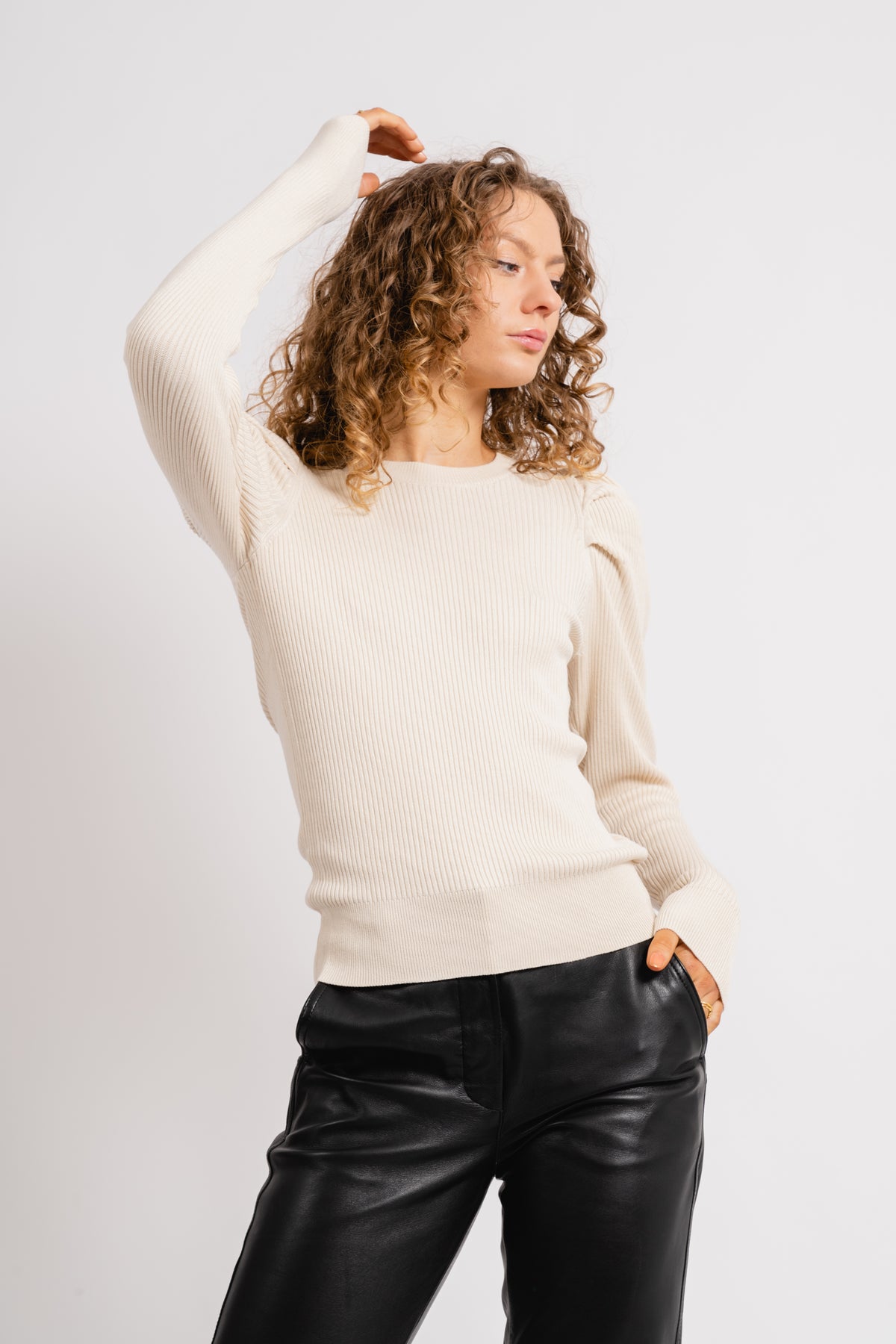 Isla Ls Knit O-Neck - Birch