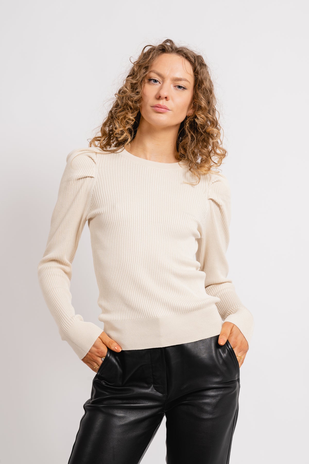 Isla Ls Knit O-Neck - Birch