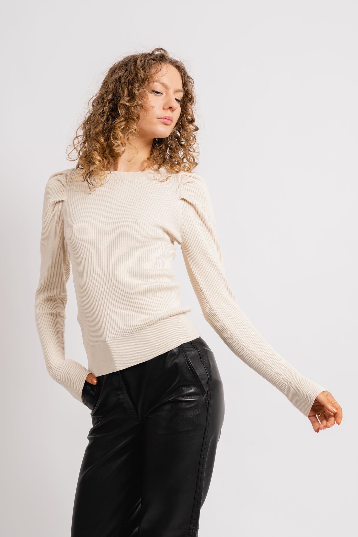 Isla Ls Knit O-Neck - Birch