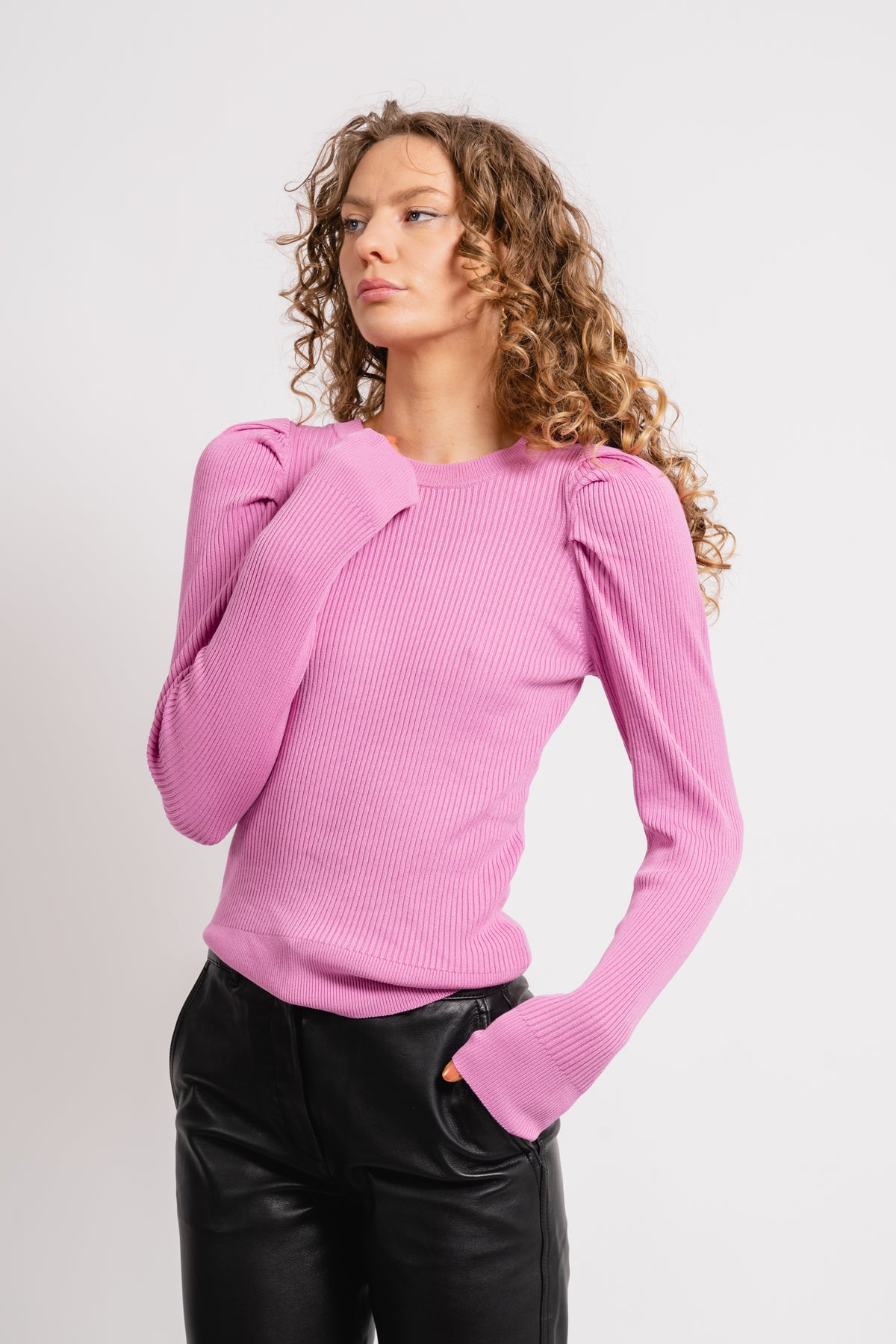 Isla Ls Knit O-Neck - Cyclamen