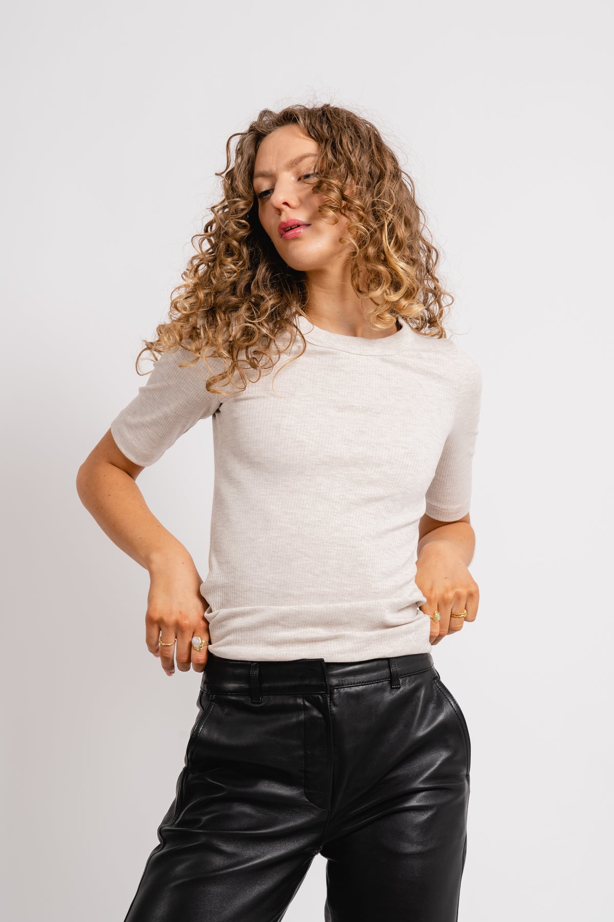 DagnaIW Melange T-Shirt - Ecru