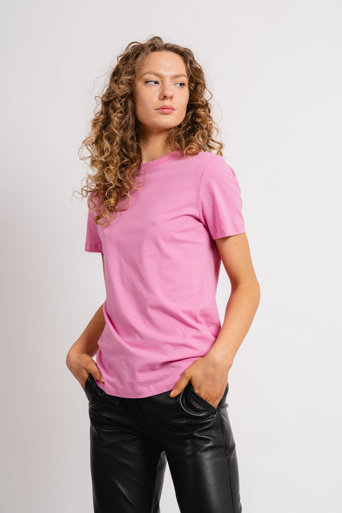 Myessential Ss O-Neck Tee - Cyclamen