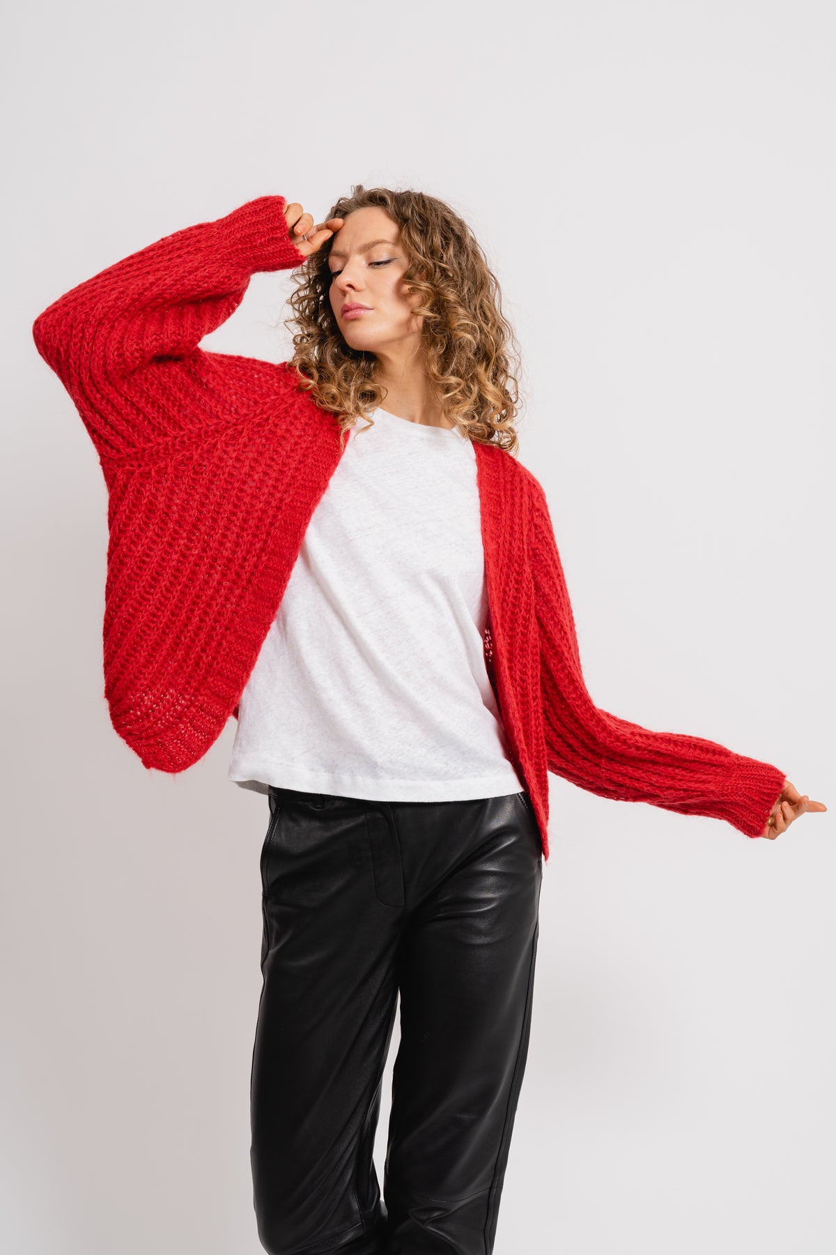 Joseph Cardigan Solid - Dark Red