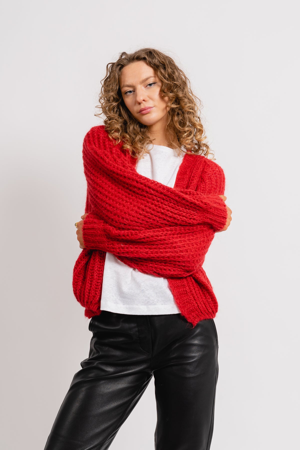 Joseph Cardigan Solid - Dark Red