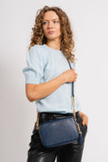 Jet Set Medium Pebbled Leather Crossbody Bag - Navy