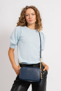 Jet Set Medium Pebbled Leather Crossbody Bag - Navy