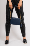 Jet Set Medium Pebbled Leather Crossbody Bag - Navy