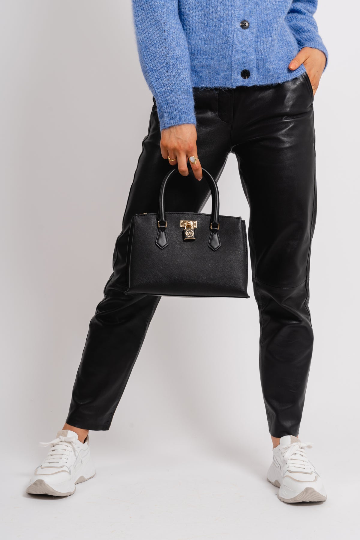 Ruby Small Saffiano Leather Satchel - Black