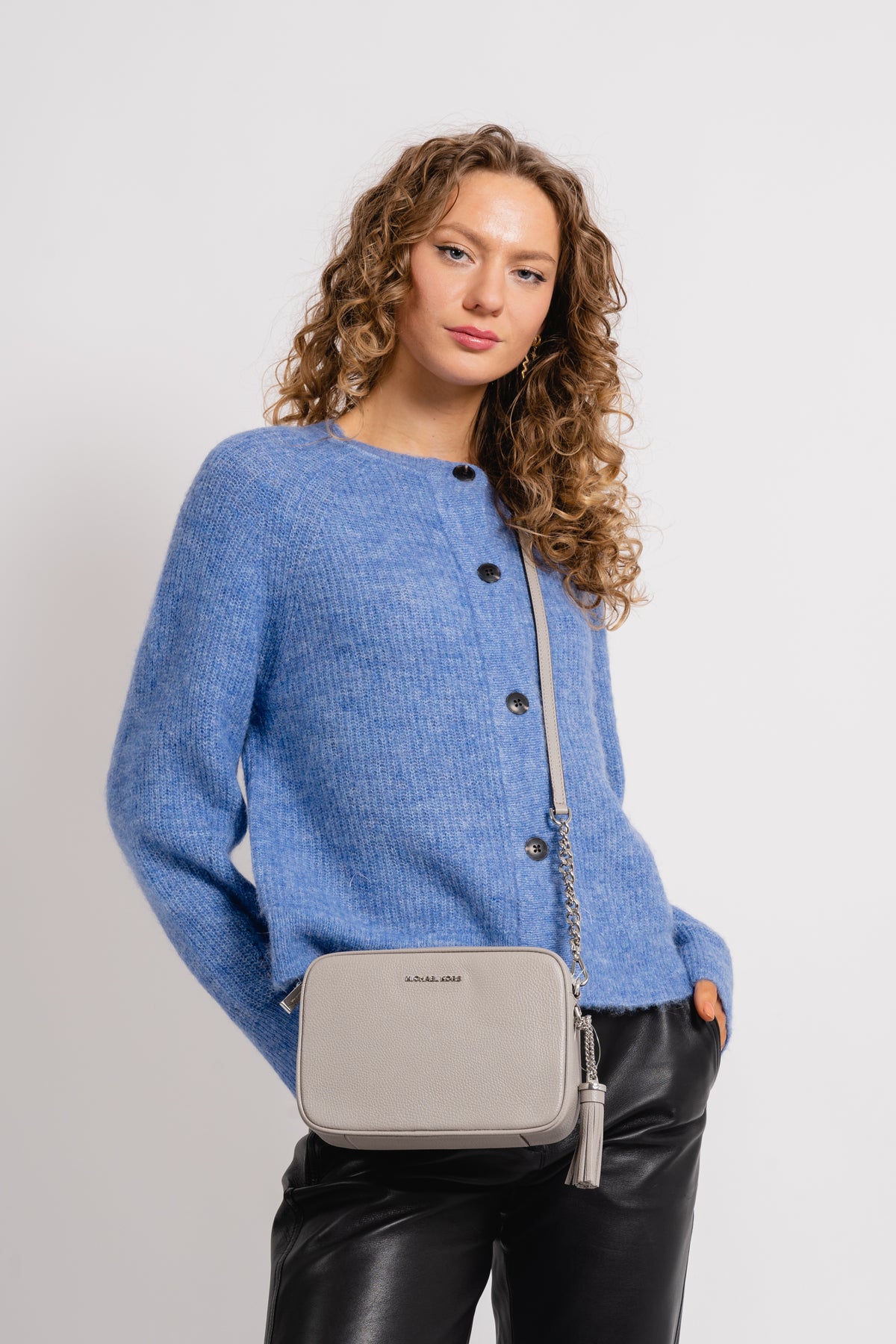 Ginny Leather Crossbody Bag - Pearl Grey