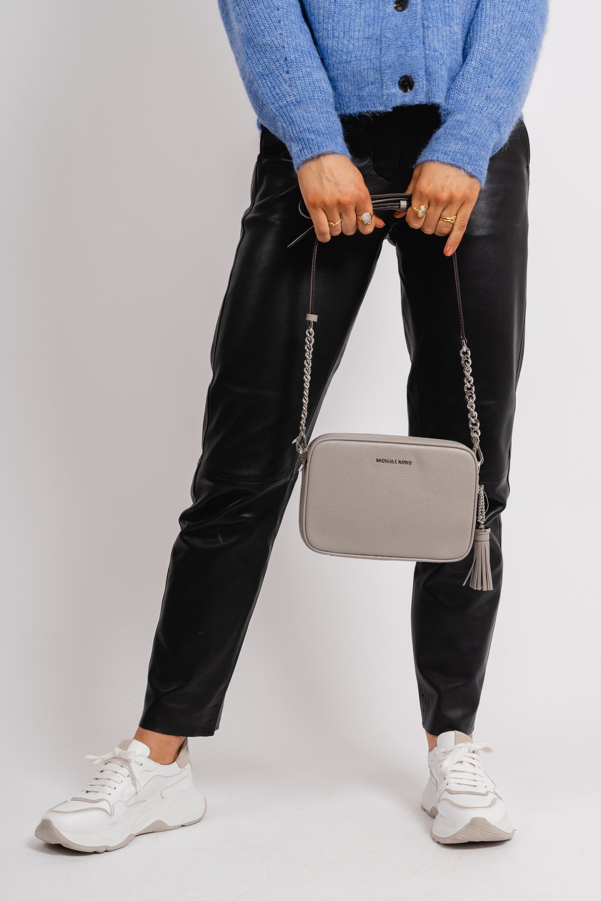Ginny Leather Crossbody Bag - Pearl Grey