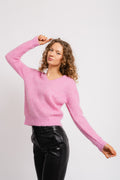 Ivi Umbra LS Knit V-Neck - Cyclamen Melange