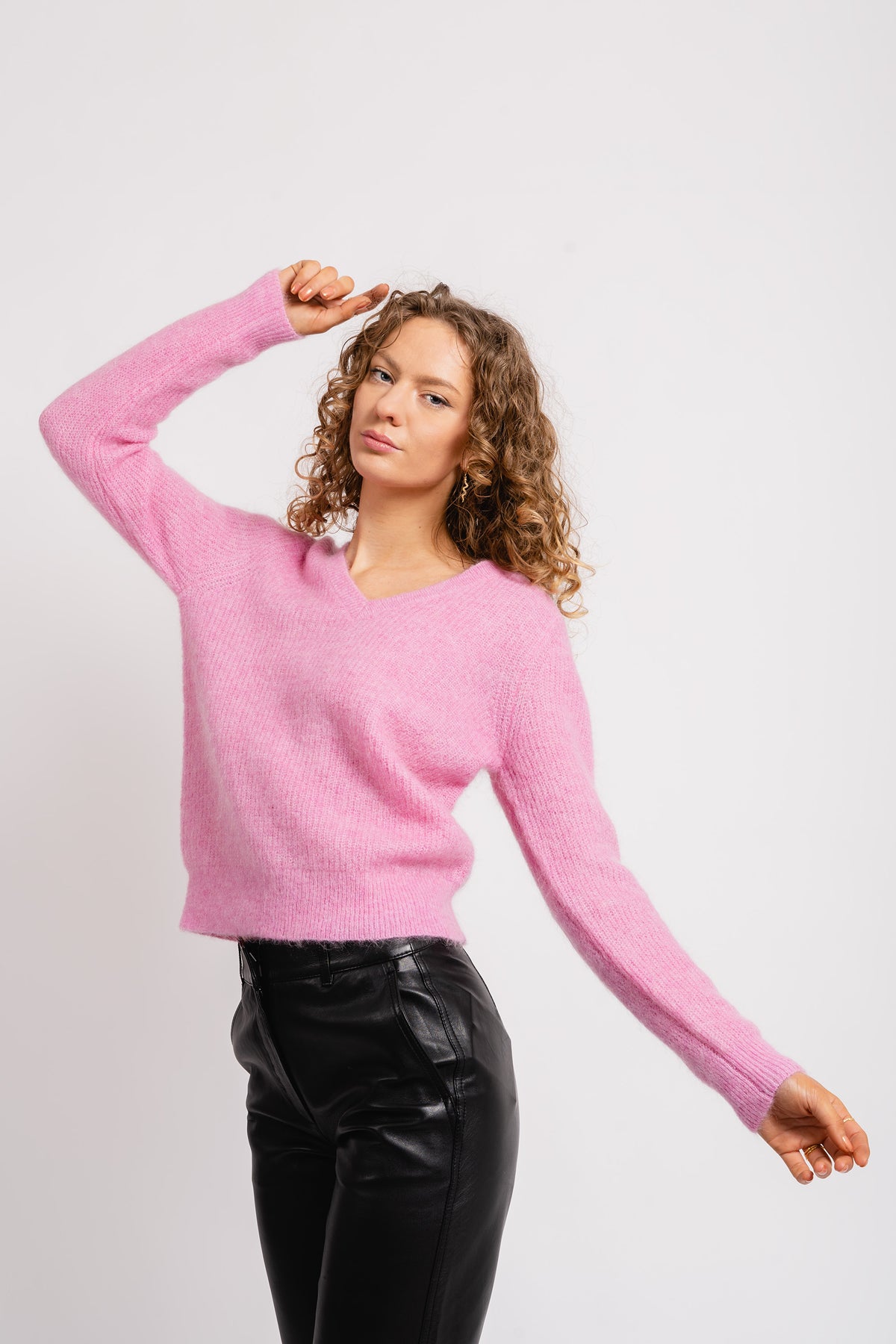 Ivi Umbra LS Knit V-Neck - Cyclamen Melange
