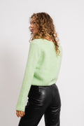 Ivi Umbra Ls Knit V-Neck - Pistachio Green Melange