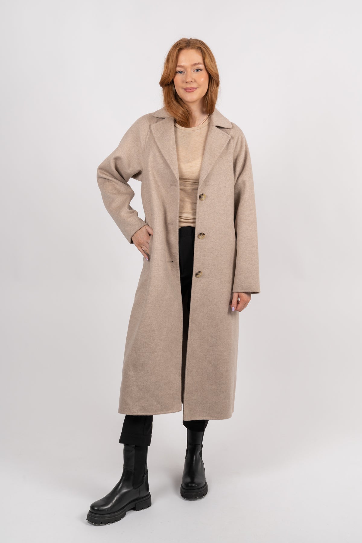 New Tama Handmade Wool Coat - Sandshell Melange
