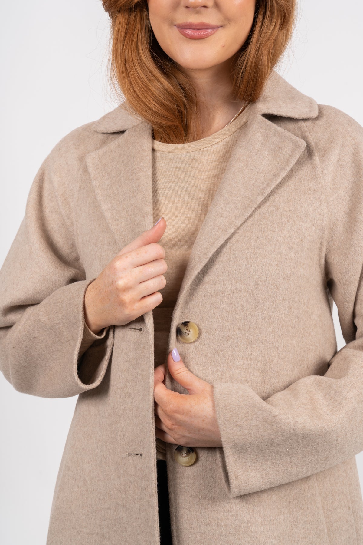 New Tama Handmade Wool Coat - Sandshell Melange
