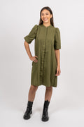 Billie Low Collar Dress - Army