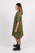 Billie Low Collar Dress - Army