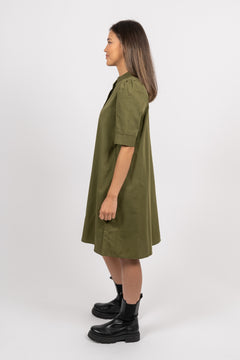 Billie Low Collar Dress - Army
