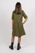Billie Low Collar Dress - Army